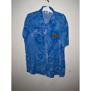 Milwaukee Brewers Hawaiian Shirt Mens M Blue Brew Crew Embroidered Hibiscus S/S